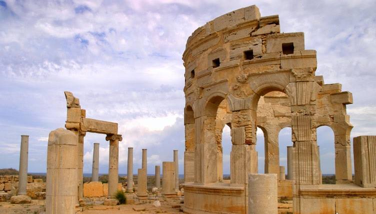 Ruines romaines de Leptis Magna en Libye