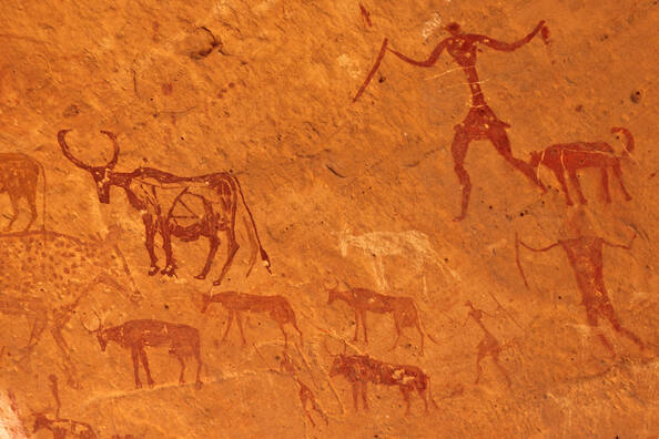 Incisioni rupestri nelle montagne dell'Acacus, Libia